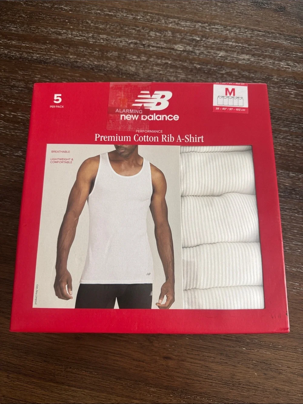New Balance White Men's Premium Cotton Rib Tank - Pack of 5 Size M (38-40)